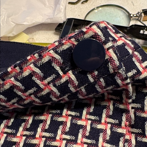 LOFT Tweed Wrap Skirt in Navy and Pink 8P - Picture 6 of 7